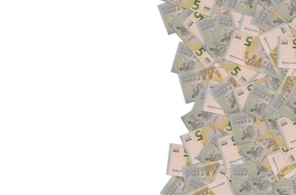 Parte del patrón de 5 billetes en euros primer plano con pequeños detalles marrones —  Fotos de Stock