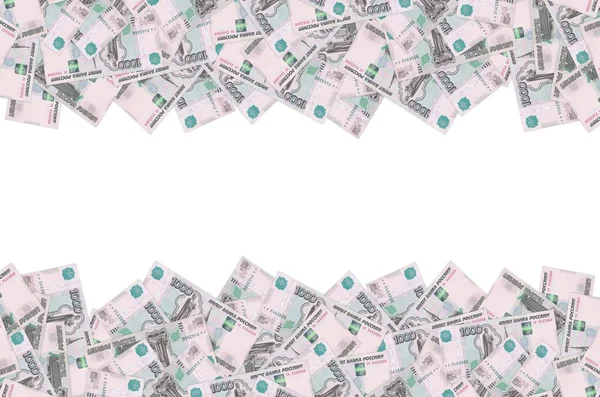Padrão de bico macro de close up de notas de 1000 rublos russo — Fotografia de Stock