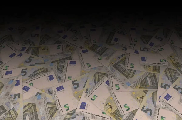 Padrão parte de 5 close-up de notas de euro com pequenos detalhes castanhos — Fotografia de Stock