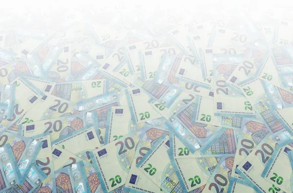 Parte del modelo del billete de 20 euros en primer plano con pequeños detalles azules —  Fotos de Stock