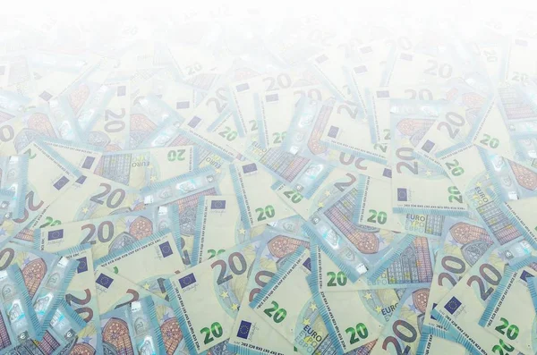 Wzorcowa część zbliżenia banknotu euro 20 z drobnymi niebieskimi detalami — Zdjęcie stockowe