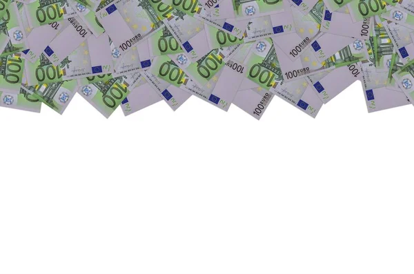 Parte dianteira de 100 notas de euro close-up com pequenos detalhes verdes — Fotografia de Stock