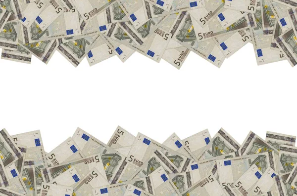 Wzorcowa część zbliżenia banknotów euro 5 z drobnymi brązowymi detalami — Zdjęcie stockowe