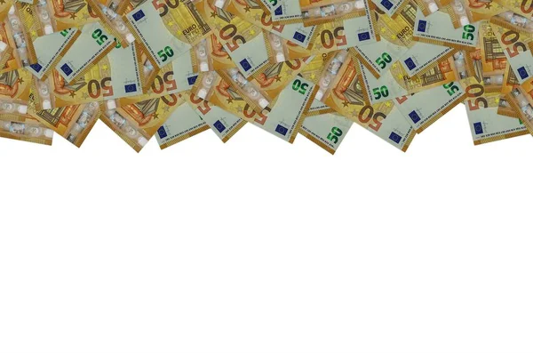 Parte del disegno della banconota da 50 euro in primo piano con piccoli dettagli marroni — Foto Stock