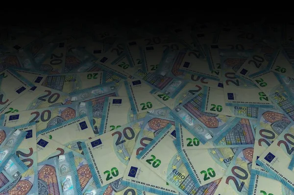 Pattern part of 20 euro banknote close-up with small blue details — Stock Photo, Image