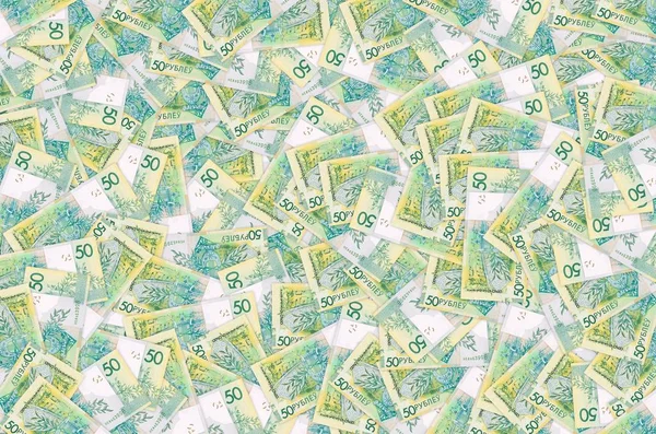 Mönster för nya 50 rubel pengar proposition i Vitryssland. Valör i Republiken Vitryssland 2016 — Stockfoto