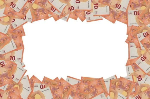 Patrón de parte de 10 billetes en euros de primer plano con pequeños detalles rojos —  Fotos de Stock