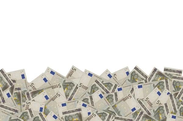 Wzorcowa część zbliżenia banknotów euro 5 z drobnymi brązowymi detalami — Zdjęcie stockowe