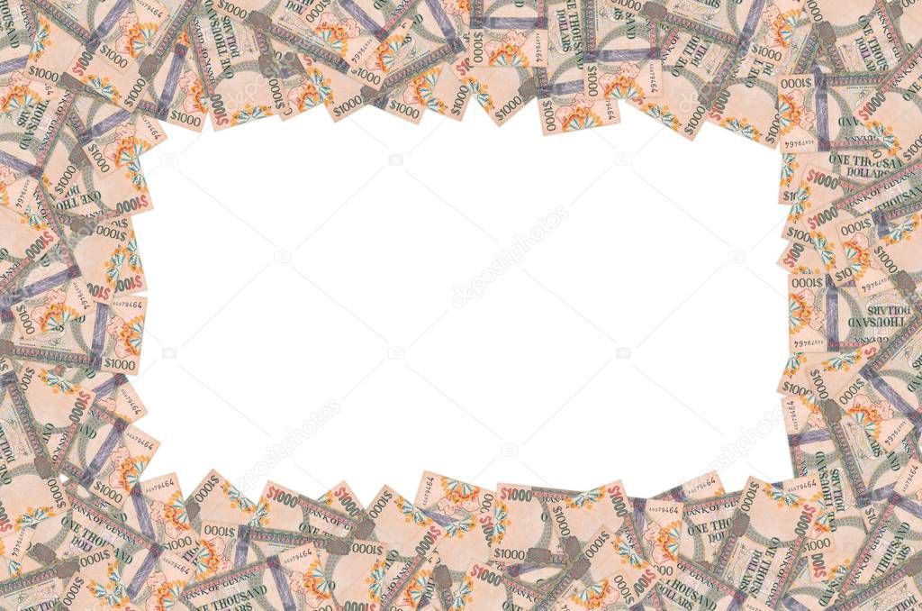 Part of brown Guyana 1000 dollars Banknote pattern