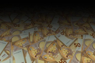 50 avroluk banknotun küçük kahverengi detaylarla yakın plan modeli