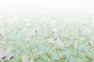 100 avroluk banknotun arka tarafında küçük yeşil detaylar var.
