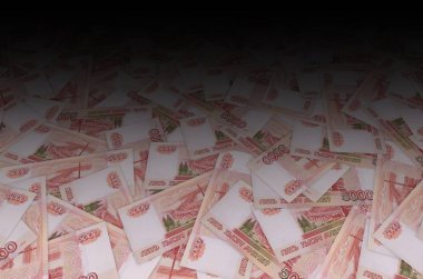 Rus 5000 rublelik banknot, yakın plan makro fatura modeli.