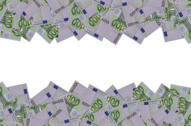 100 avroluk banknotun ön kısmı küçük yeşil detaylarla yakın plan.