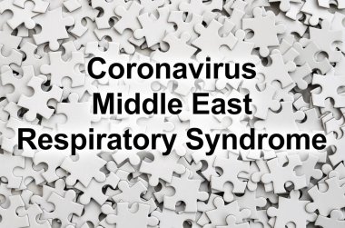 Bulmaca parçalı Mers-Cov Corona virüsü konsepti. Orta Doğu Solunum Sendromu soyut. Çin enfeksiyonu