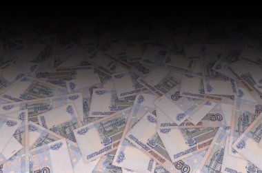 Rus 50 rublesi yakın çekim makro modeli. Rusya 50 ruble para faturası