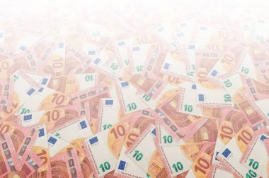 10 avroluk banknotun küçük kırmızı detaylarla yakın plan modeli