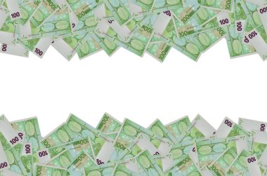 100 avroluk banknotun arka tarafında küçük yeşil detaylar var.