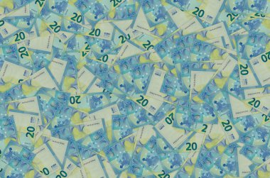 20 avroluk banknotun küçük mavi detaylarla yakın plan modeli