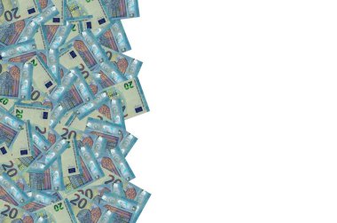 20 avroluk banknotun küçük mavi detaylarla yakın plan modeli