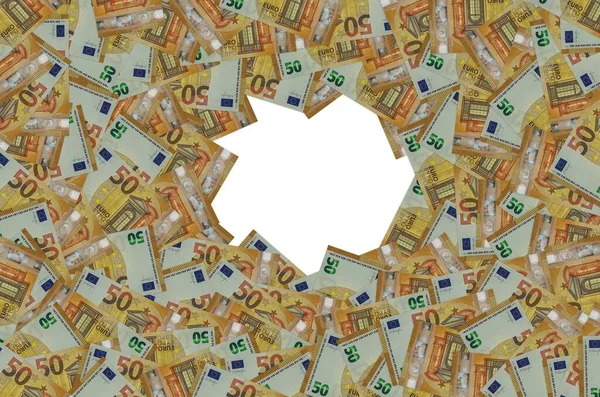 Parte del disegno della banconota da 50 euro in primo piano con piccoli dettagli marroni — Foto Stock