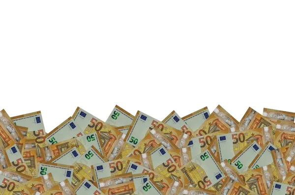 Padrão parte de 50 close-up de notas de euro com pequenos detalhes castanhos — Fotografia de Stock