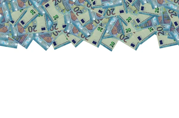 Parte del modelo del billete de 20 euros en primer plano con pequeños detalles azules —  Fotos de Stock