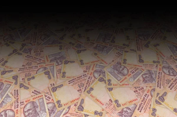 インド銀行のマハトマ・ガンディーの顔は10ルピーである。10ルピー｜インドの通貨 — ストック写真