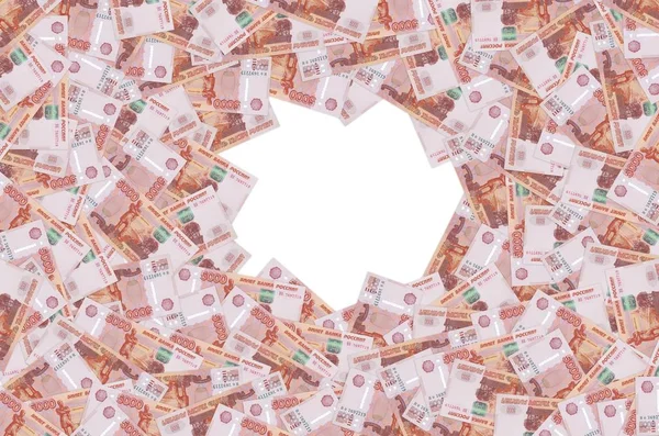 Russian 5000 rubles banknote closeup macro bill pattern — Stock Photo, Image