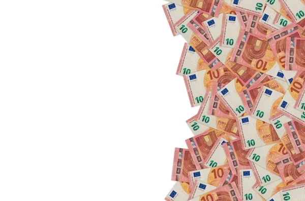 Parte del disegno di un primo piano di 10 banconote in euro con piccoli dettagli rossi — Foto Stock
