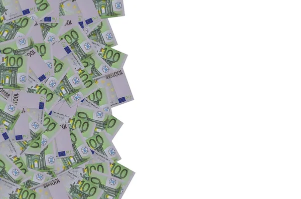 Parte delantera del billete de 100 euros en primer plano con pequeños detalles verdes —  Fotos de Stock