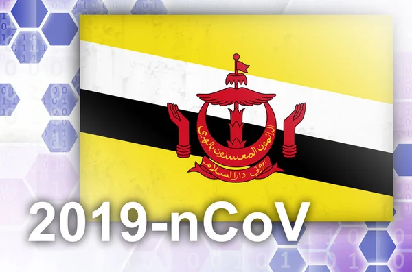 Bandiera Brunei Darussalam Composizione Astratta Digitale Futuristica Con Iscrizione 2019 — Foto Stock
