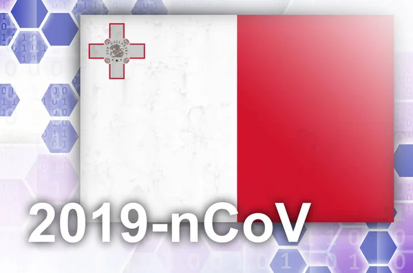 Bandiera Malta Composizione Astratta Digitale Futuristica Con Iscrizione 2019 Ncov — Foto Stock