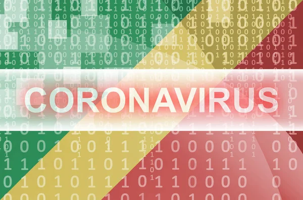 Bandeira Congo Composição Abstrata Digital Futurista Com Inscrição Branca Coronavirus — Fotografia de Stock