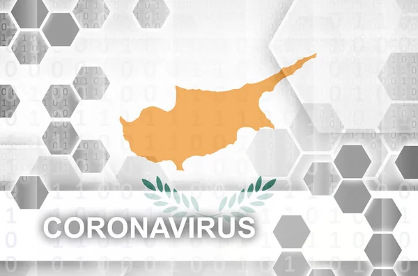 Cyprus Vlag Futuristische Digitale Abstracte Compositie Met Coronavirus Inscriptie Covid — Stockfoto