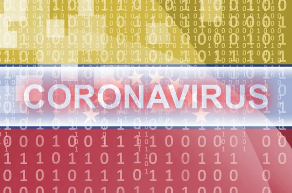 Venezuela Vlag Futuristische Digitale Abstracte Compositie Met Coronavirus Witte Inscriptie — Stockfoto