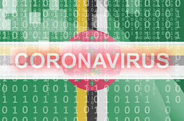 Dominica Flagga Och Futuristisk Digital Abstrakt Sammansättning Med Coronavirus Vit — Stockfoto