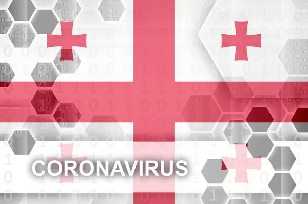 Bandeira Geórgia Composição Abstrata Digital Futurista Com Inscrição Coronavirus Conceito — Fotografia de Stock