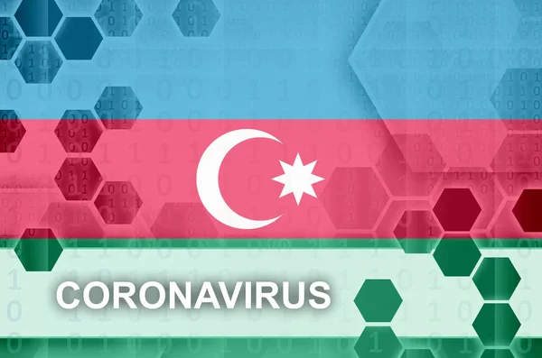 Bandera Azerbaiyán Composición Abstracta Digital Futurista Con Inscripción Coronavirus Concepto — Foto de Stock