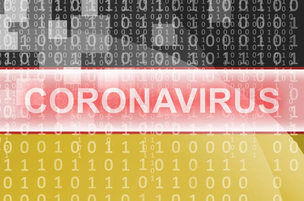 Прапор Німеччини Футуристична Цифрова Абстрактна Композиція Білим Написом Coronavirus Концепція — стокове фото