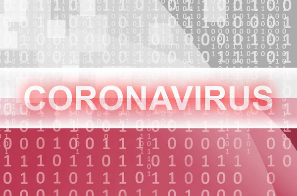 Polen Vlag Futuristische Digitale Abstracte Compositie Met Coronavirus Witte Inscriptie — Stockfoto