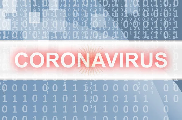 Argentina Vlajka Futuristická Digitální Abstraktní Kompozice Nápisem Coronavirus White Covid — Stock fotografie