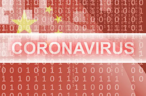 Flaga Chin Futurystyczna Cyfrowa Abstrakcyjna Kompozycja Białym Napisem Coronavirus Koncepcja — Zdjęcie stockowe