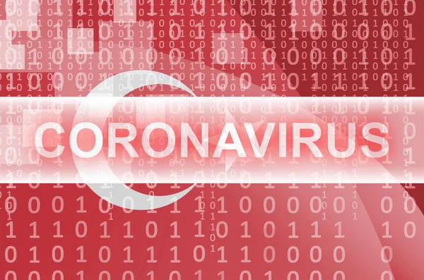 Прапор Туреччини Футуристична Цифрова Абстрактна Композиція Білим Написом Coronavirus Концепція — стокове фото