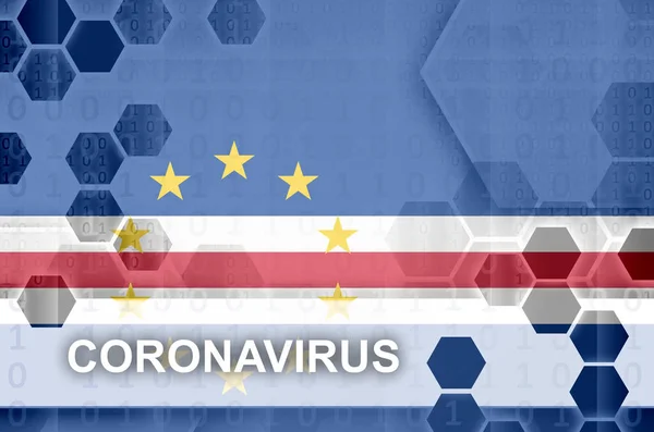 Bandiera Cabo Verde Futuristica Composizione Astratta Digitale Con Iscrizione Coronavirus — Foto Stock