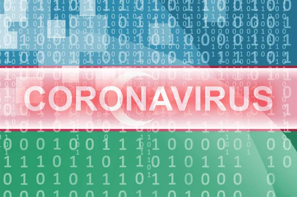 Bandeira Azerbaijão Composição Abstrata Digital Futurista Com Inscrição Branca Coronavirus — Fotografia de Stock