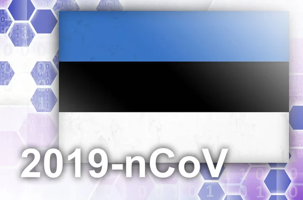 Estonia Bandiera Futuristica Composizione Astratta Digitale Con Iscrizione 2019 Ncov — Foto Stock