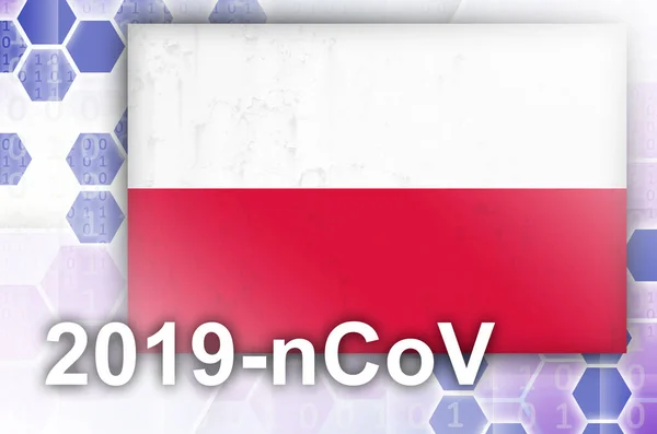 Bandiera Polacca Composizione Astratta Digitale Futuristica Con Iscrizione 2019 Ncov — Foto Stock