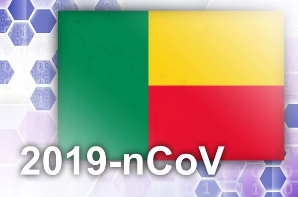Bandiera Benin Composizione Astratta Digitale Futuristica Con Iscrizione 2019 Ncov — Foto Stock