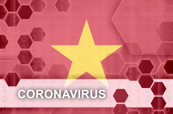 Bandeira Vietnã Composição Abstrata Digital Futurista Com Inscrição Coronavirus Conceito — Fotografia de Stock