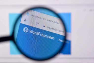 Ny, Usa - 29 Şubat 2020: Wordpress web sitesinin Pc, url - wordpress.com sayfası.